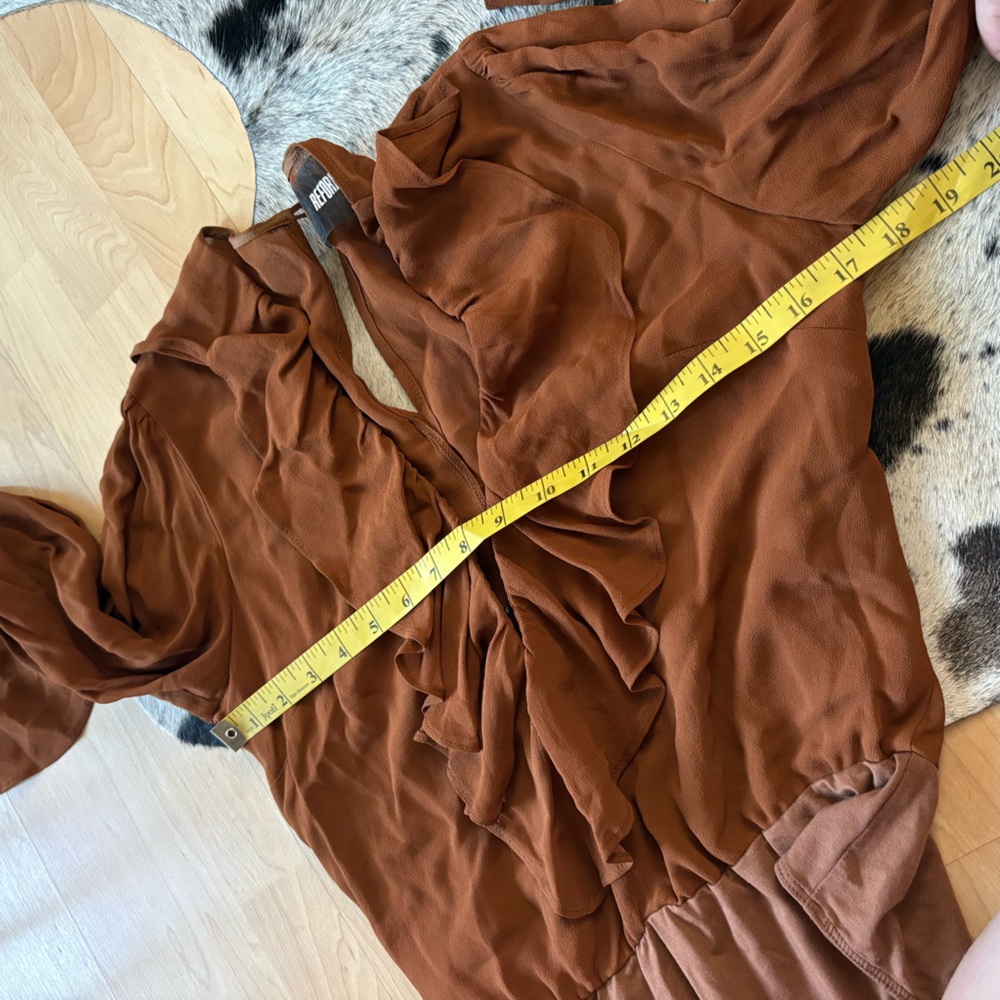 REFORMATION Brown Ruffle‎ Penny Bodysuit Size Medium - Picture 7 of 7